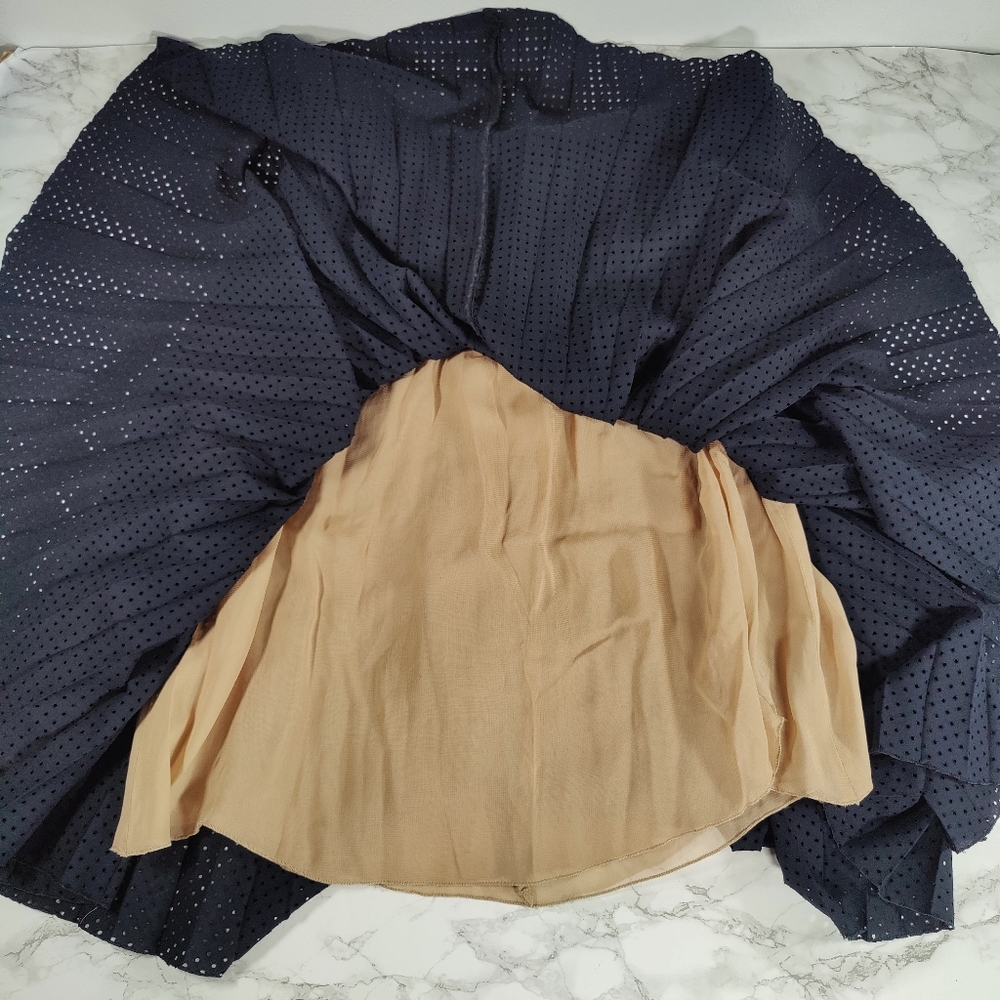 Akris Punto Navy A Line Accordion Pleat Skirt Size 12 - Picture 8 of 8